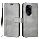 For Huawei Nova 13 Pro Line Splicing Buckle Retro Leather Phone Case(Grey) - 2