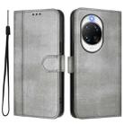 For Huawei nova 14 Ultra Line Splicing Buckle Retro Leather Phone Case(Grey) - 2