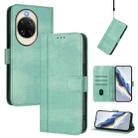 For Huawei nova 14 Line Splicing Buckle Retro Leather Phone Case(Mint Green) - 1