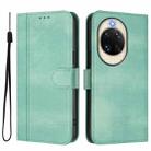 For Huawei nova 14 Line Splicing Buckle Retro Leather Phone Case(Mint Green) - 2