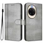 For Huawei nova 14 Line Splicing Buckle Retro Leather Phone Case(Grey) - 2