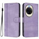 For Huawei nova 14 Line Splicing Buckle Retro Leather Phone Case(Purple) - 2