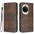 For Huawei nova 14 Line Splicing Buckle Retro Leather Phone Case(Brown) - 2