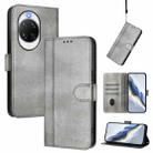 For Huawei nova 14 Pro Line Splicing Buckle Retro Leather Phone Case(Grey) - 1