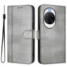 For Huawei nova 14 Pro Line Splicing Buckle Retro Leather Phone Case(Grey) - 2