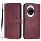 For Huawei nova 14 Pro Line Splicing Buckle Retro Leather Phone Case(Wine Red) - 2