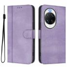 For Huawei nova 14 Pro Line Splicing Buckle Retro Leather Phone Case(Purple) - 2
