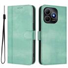 For Huawei Enjoy 80s Line Splicing Buckle Retro Leather Phone Case(Mint Green) - 2