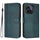 For Huawei Enjoy 80s Line Splicing Buckle Retro Leather Phone Case(Dark Green) - 2