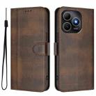 For Huawei Enjoy 80s Line Splicing Buckle Retro Leather Phone Case(Brown) - 2