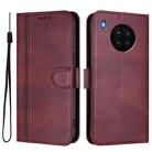 For Honor 50 Lite Line Splicing Buckle Retro Leather Phone Case(Wine Red) - 2