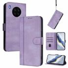 For Honor 50 Lite Line Splicing Buckle Retro Leather Phone Case(Purple) - 1
