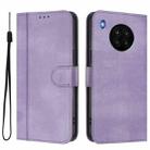 For Honor 50 Lite Line Splicing Buckle Retro Leather Phone Case(Purple) - 2