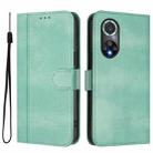 For Honor 50 Pro Line Splicing Buckle Retro Leather Phone Case(Mint Green) - 2