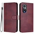 For Honor 50 Pro Line Splicing Buckle Retro Leather Phone Case(Wine Red) - 2