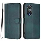 For Honor 50 Pro Line Splicing Buckle Retro Leather Phone Case(Dark Green) - 2
