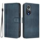 For Honor 50 Pro Line Splicing Buckle Retro Leather Phone Case(Dark Blue) - 2