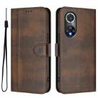 For Honor 50 Pro Line Splicing Buckle Retro Leather Phone Case(Brown) - 2