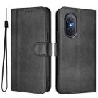 For Honor 50 SE Line Splicing Buckle Retro Leather Phone Case(Black) - 2