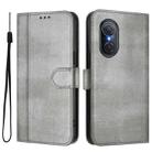 For Honor 50 SE Line Splicing Buckle Retro Leather Phone Case(Grey) - 2