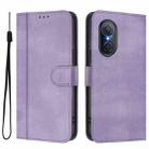 For Honor 50 SE Line Splicing Buckle Retro Leather Phone Case(Purple) - 2