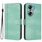 For Honor 60 Line Splicing Buckle Retro Leather Phone Case(Mint Green) - 2