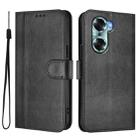 For Honor 60 Line Splicing Buckle Retro Leather Phone Case(Black) - 2