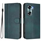 For Honor 60 Line Splicing Buckle Retro Leather Phone Case(Dark Green) - 2