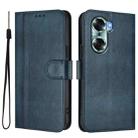 For Honor 60 Line Splicing Buckle Retro Leather Phone Case(Dark Blue) - 2