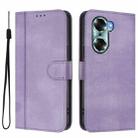 For Honor 60 Line Splicing Buckle Retro Leather Phone Case(Purple) - 2