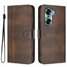 For Honor 60 Line Splicing Buckle Retro Leather Phone Case(Brown) - 2