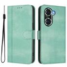 For Honor 60 Pro Line Splicing Buckle Retro Leather Phone Case(Mint Green) - 2