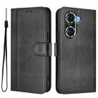For Honor 60 Pro Line Splicing Buckle Retro Leather Phone Case(Black) - 2