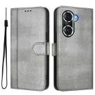 For Honor 60 Pro Line Splicing Buckle Retro Leather Phone Case(Grey) - 2