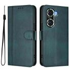 For Honor 60 Pro Line Splicing Buckle Retro Leather Phone Case(Dark Green) - 2