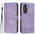 For Honor 60 Pro Line Splicing Buckle Retro Leather Phone Case(Purple) - 2