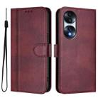 For Honor 70 Line Splicing Buckle Retro Leather Phone Case(Wine Red) - 2