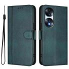 For Honor 70 Line Splicing Buckle Retro Leather Phone Case(Dark Green) - 2