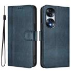 For Honor 70 Line Splicing Buckle Retro Leather Phone Case(Dark Blue) - 2