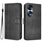 For Honor 70 Pro Line Splicing Buckle Retro Leather Phone Case(Black) - 2