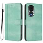 For Honor 80 Line Splicing Buckle Retro Leather Phone Case(Mint Green) - 2