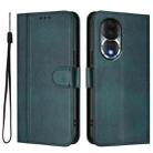 For Honor 80 Line Splicing Buckle Retro Leather Phone Case(Dark Green) - 2