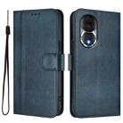 For Honor 80 Line Splicing Buckle Retro Leather Phone Case(Dark Blue) - 2