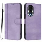 For Honor 80 Line Splicing Buckle Retro Leather Phone Case(Purple) - 2