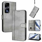 For Honor 80 GT Line Splicing Buckle Retro Leather Phone Case(Grey) - 1