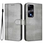 For Honor 80 GT Line Splicing Buckle Retro Leather Phone Case(Grey) - 2