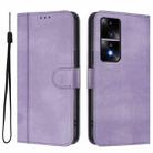 For Honor 80 GT Line Splicing Buckle Retro Leather Phone Case(Purple) - 2
