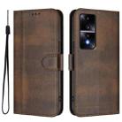 For Honor 80 GT Line Splicing Buckle Retro Leather Phone Case(Brown) - 2