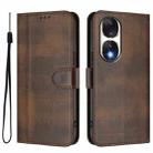 For Honor 90 Line Splicing Buckle Retro Leather Phone Case(Brown) - 2