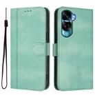 For Honor 90 Lite / Honor X50i Line Splicing Buckle Retro Leather Phone Case(Mint Green) - 2